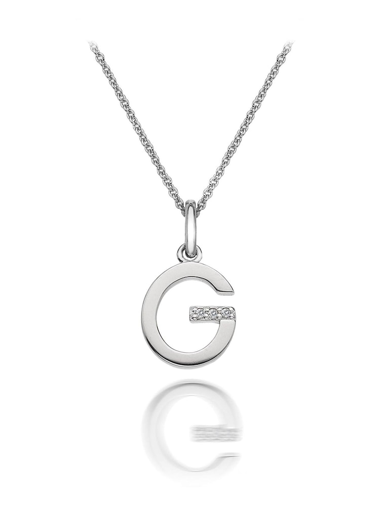 Hot Diamonds Silver Micro Initial Pendant Necklace - Image 1 of 2