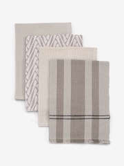 Set of 4 Natural 100% Cotton Mixed Design Woven Tea Towels - Image 2 of 3