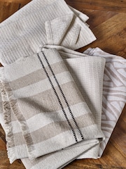 Set of 4 Natural 100% Cotton Mixed Design Woven Tea Towels - Image 3 of 3