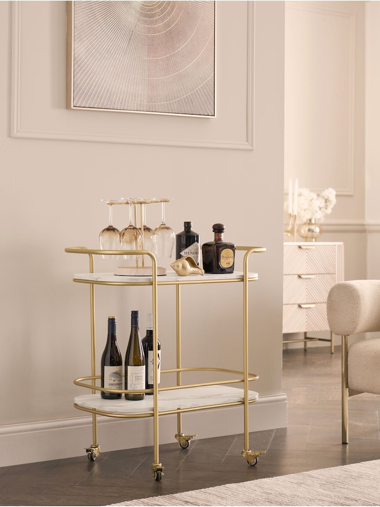 Gold Valencia Bar Trolley - Image 1 of 4