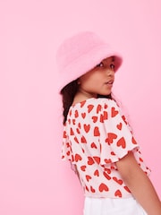 Rosa mit Herzmotiv - Bedruckte Bluse mit Bindung vorne (3–16 Jahre) - Bild 3 von 6