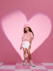 Rosa mit Herzmotiv - Bedruckte Bluse mit Bindung vorne (3–16 Jahre) - Bild 4 von 6