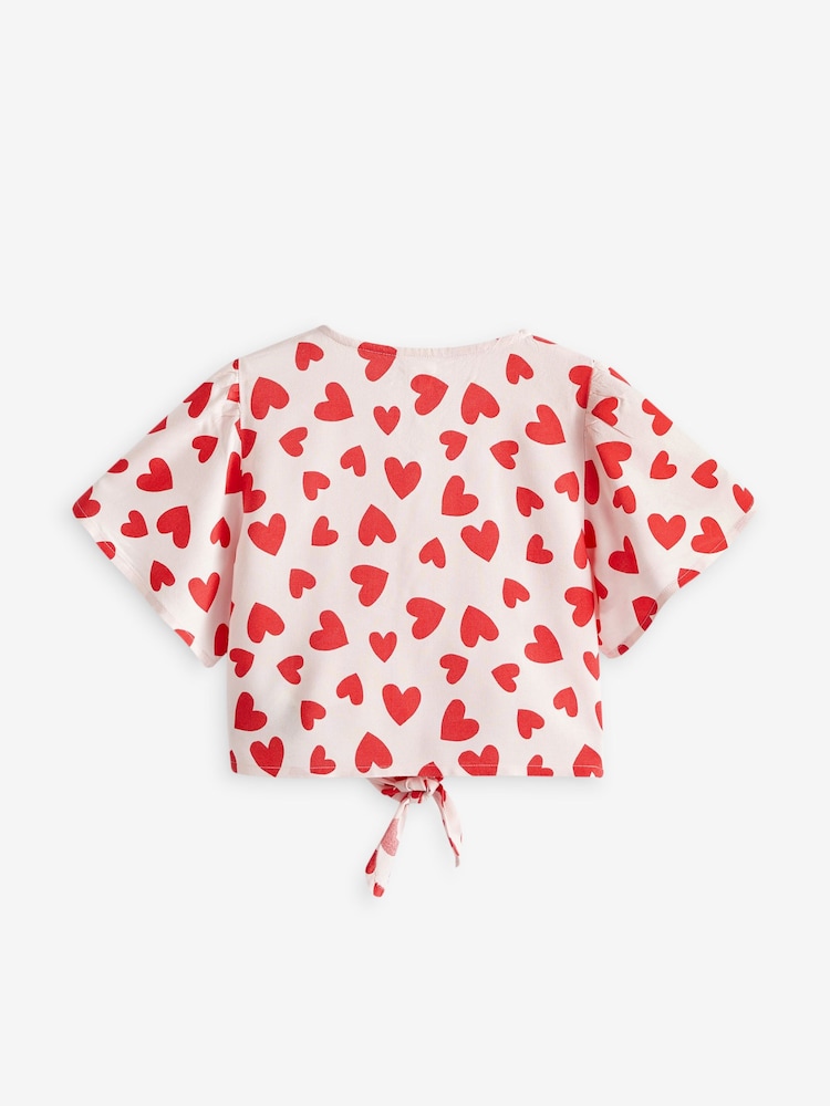 Pink Heart Printed Tie-Front Blouse (3-16yrs) - Image 6 of 6 Pink Heart Printed Tie-Front Blouse (3-16yrs) - Image 6 of 6