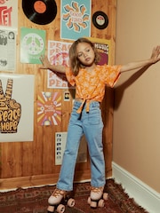 Gelb mit Blumenmuster - Bedruckte Bluse mit Bindung vorne (3–16 Jahre) - Bild 1 von 6