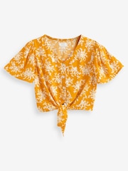 Gelb mit Blumenmuster - Bedruckte Bluse mit Bindung vorne (3–16 Jahre) - Bild 5 von 6