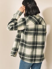 Green/Ecru Check Print Long Sleeve Shacket - Image 2 of 6