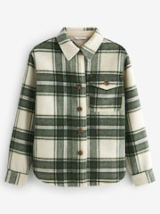 Green/Ecru Check Print Long Sleeve Shacket - Image 5 of 6