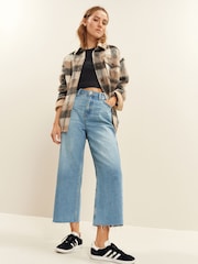Neutral Check Print Long Sleeve Shacket - Image 2 of 6