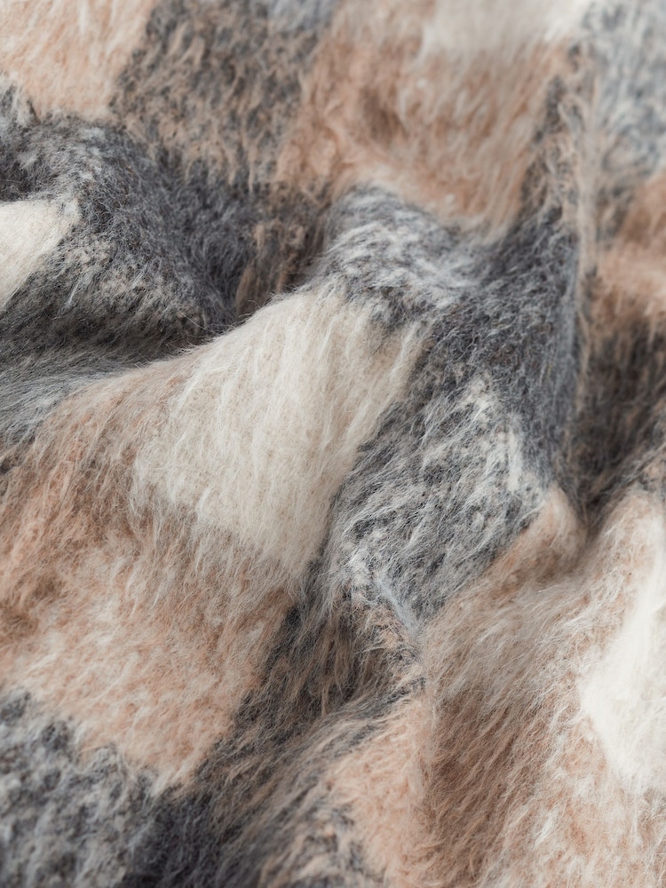 Neutral Check Print Long Sleeve Shacket - Image 6 of 6