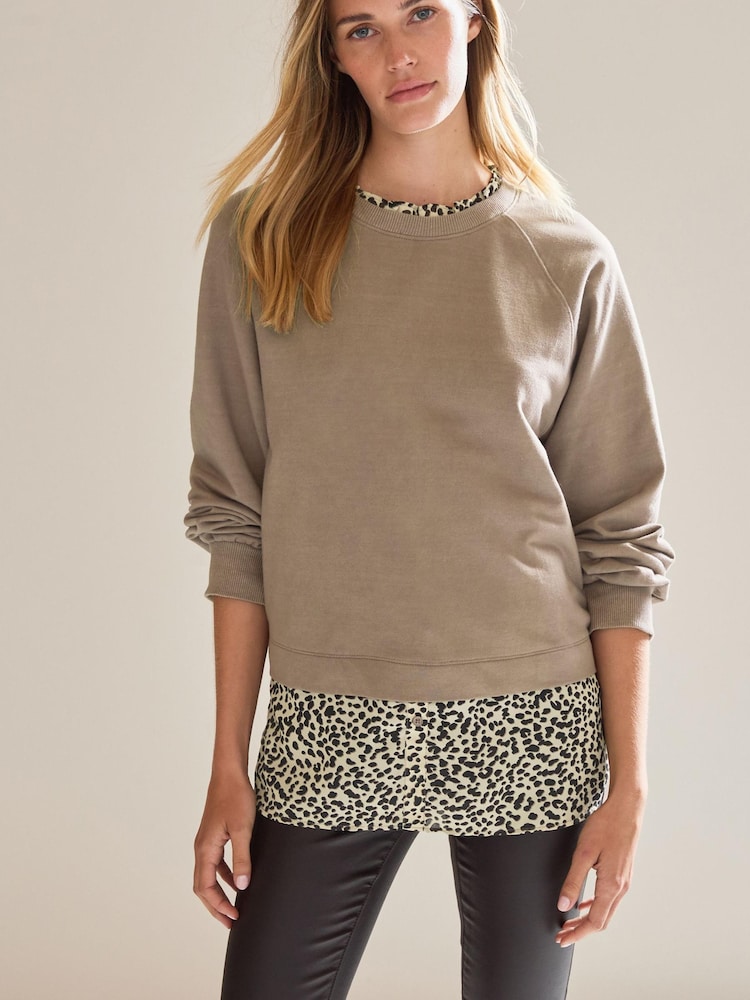 neutre - Sweat superposé à manches longues avec chemise tissée - Image 3 of 7