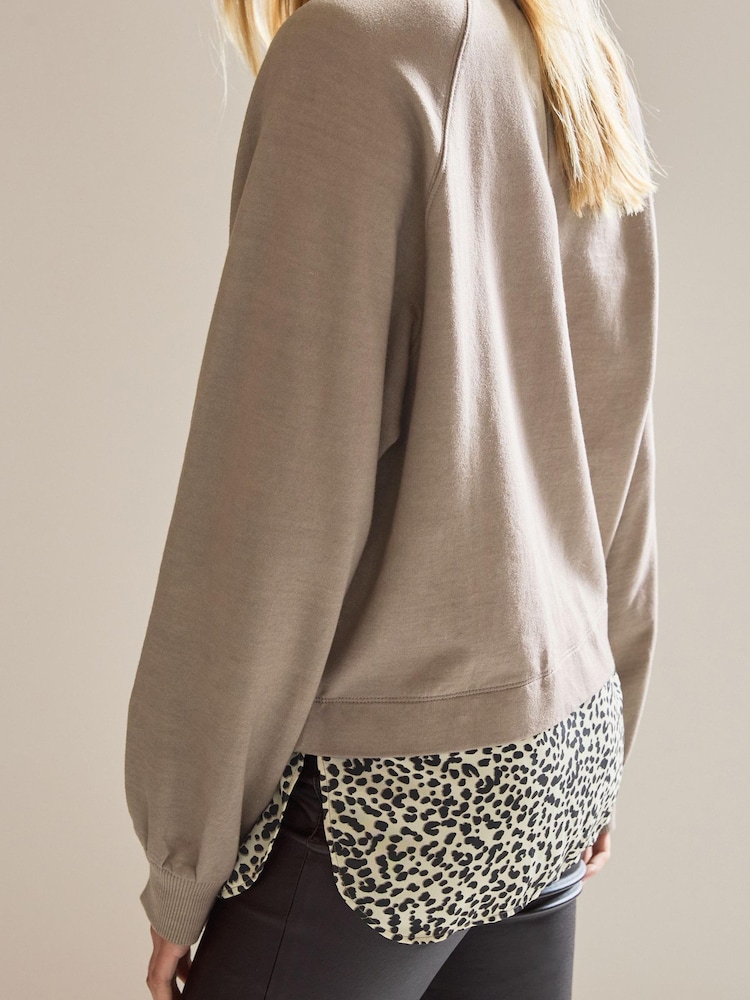 neutre - Sweat superposé à manches longues avec chemise tissée - Image 5 of 7