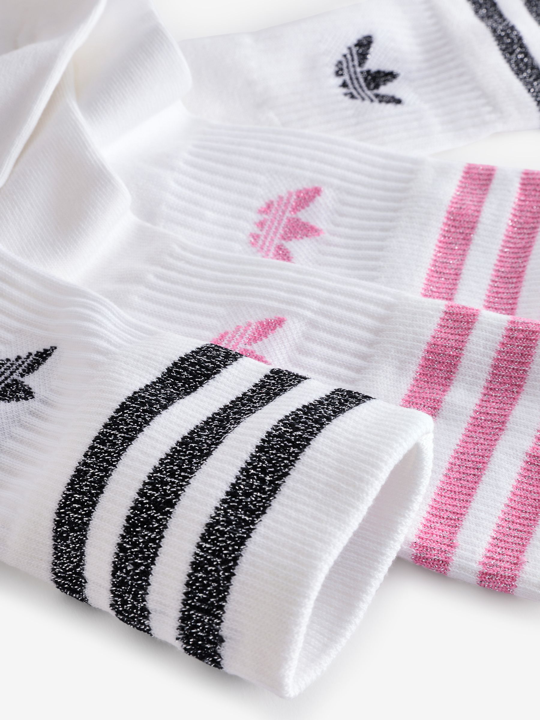 Buy adidas Originals White Pink Mid Cut Glitter Crew Socks 2 Pack from Next Germany