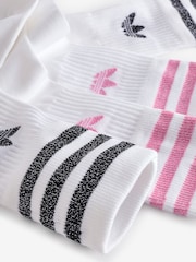 adidas Originals White/Pink Mid Cut Glitter Crew Socks 2 Pack - Image 4 of 4
