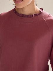 Rosé /Karomuster - Langärmliges Sweatshirt mit Hemdlage - Bild 4 von 6