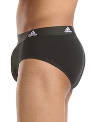 adidas Black Active Flex Cotton Black 3 Pack Briefs - Image 6 of 8