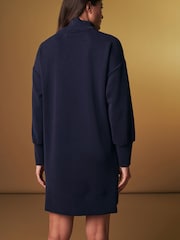 Navy Blue Premium High Neck Midi Dress - Image 2 of 7
