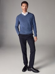 Mid Blue V-Neck Regular Soft Touch Knit Jumper - Image 2 of 6