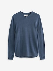 Mid Blue V-Neck Regular Soft Touch Knit Jumper - Image 6 of 6