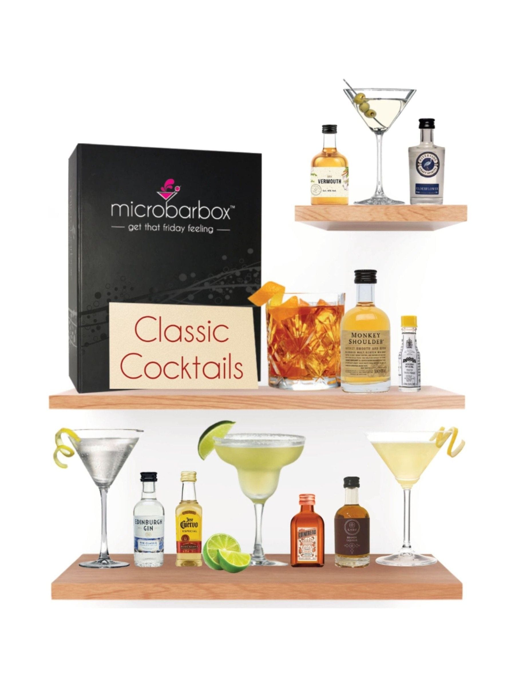 MicroBarBox Classic Cocktail Set Premium Gift Box with 12 Miniature Bottles
