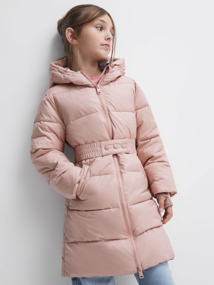 Reiss Pink Tia 9-13 yrs Water Resistant Quilted Hooded Coat - Image 1 of 7