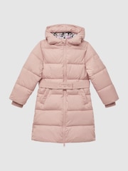 Reiss Pink Tia 9-13 yrs Water Resistant Quilted Hooded Coat - Image 2 of 7