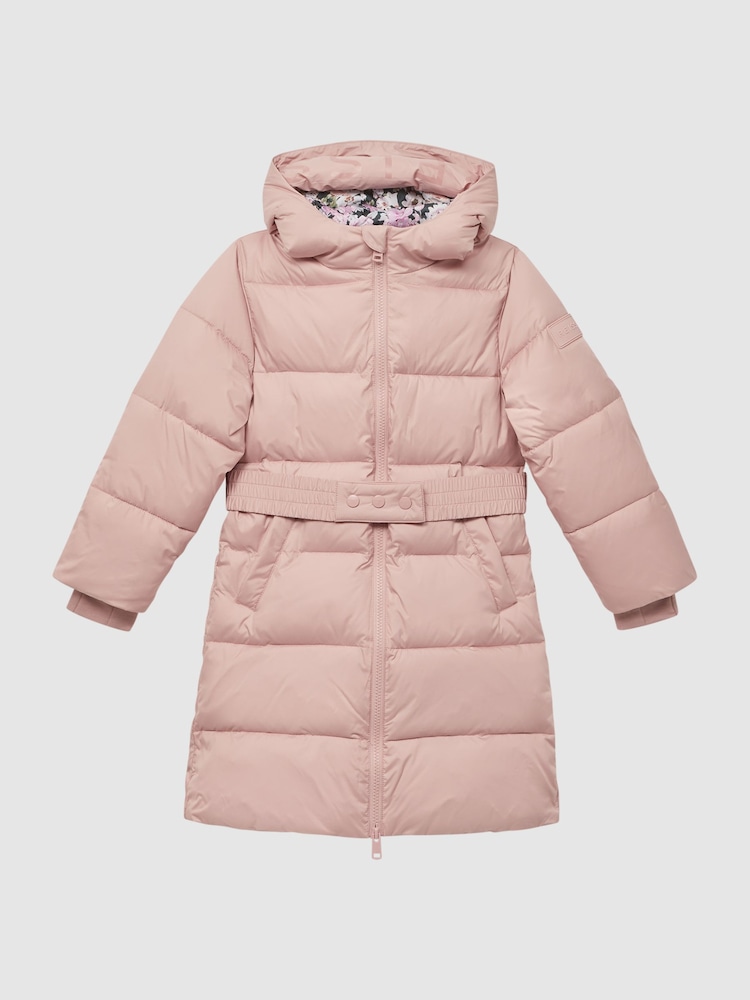 Reiss Pink Tia 9-13 yrs Water Resistant Quilted Hooded Coat - Image 2 of 7