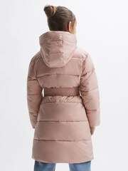 Reiss Pink Tia 9-13 yrs Water Resistant Quilted Hooded Coat - Image 5 of 7