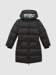 Reiss Black Tia 4-9 yrs Water Resistant Quilted Hooded Coat - Image 2 of 8