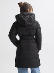 Reiss Black Tia 4-9 yrs Water Resistant Quilted Hooded Coat - Image 5 of 8