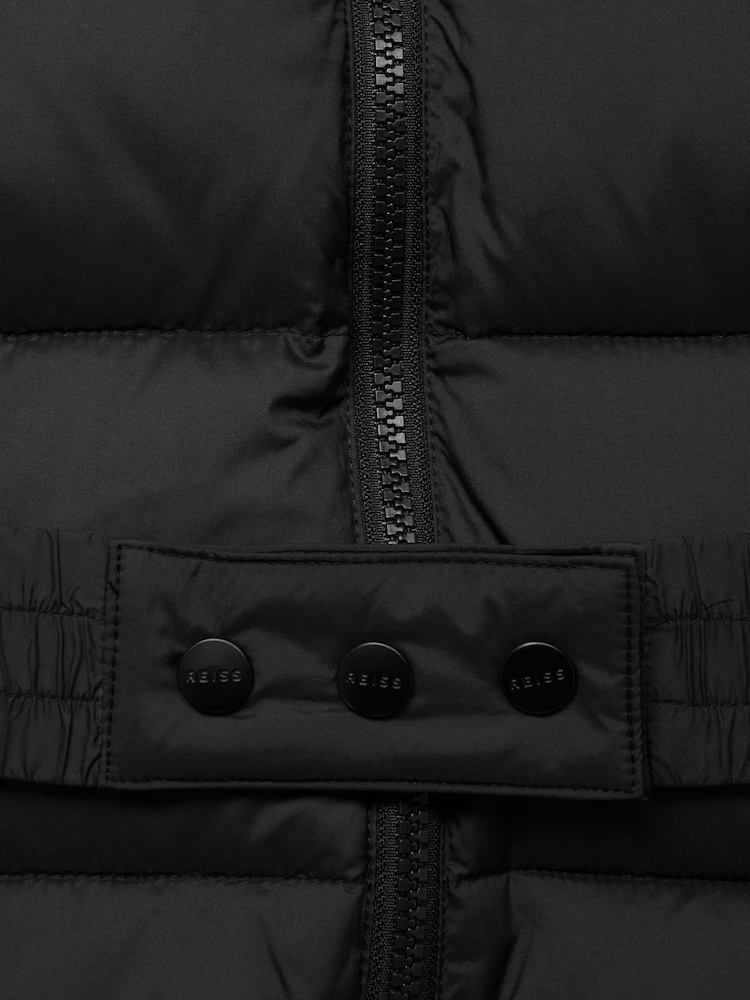 Reiss Black Tia 4-9 yrs Water Resistant Quilted Hooded Coat - Image 8 of 8