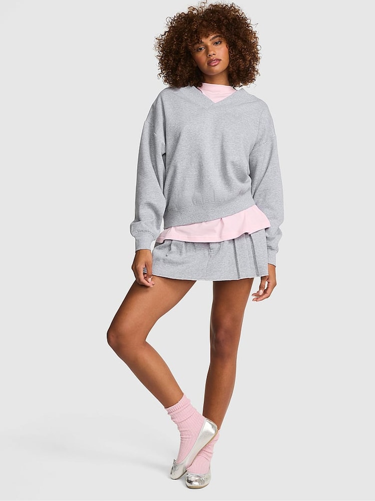 Victoria's Secret Pink Pure Medium Heather Grey V-Neck Sweatshirt - Image 1 of 2