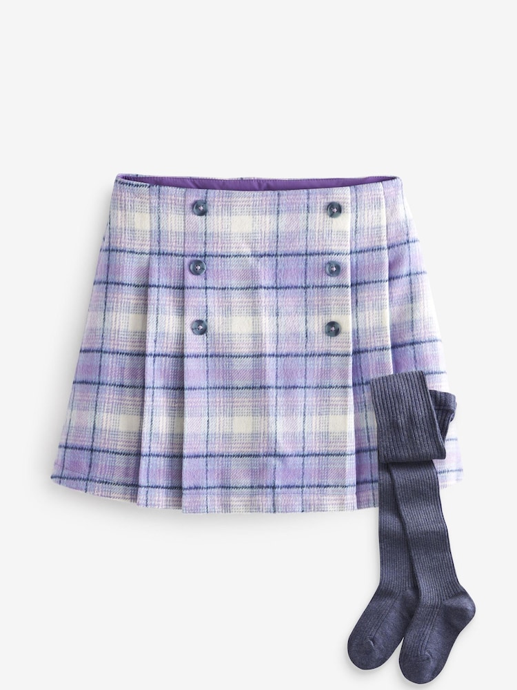 Lila - Set aus kariertem Rock und Strumpfhose (3-16 Jahre) - Bild 1 von 2 Lila - Set aus kariertem Rock und Strumpfhose (3-16 Jahre) - Bild 1 von 2