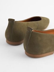 Khaki Green Signature Leather Hi Cut Ballerina Shoes - Image 3 of 5