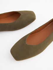 Khaki Green Signature Leather Hi Cut Ballerina Shoes - Image 5 of 5