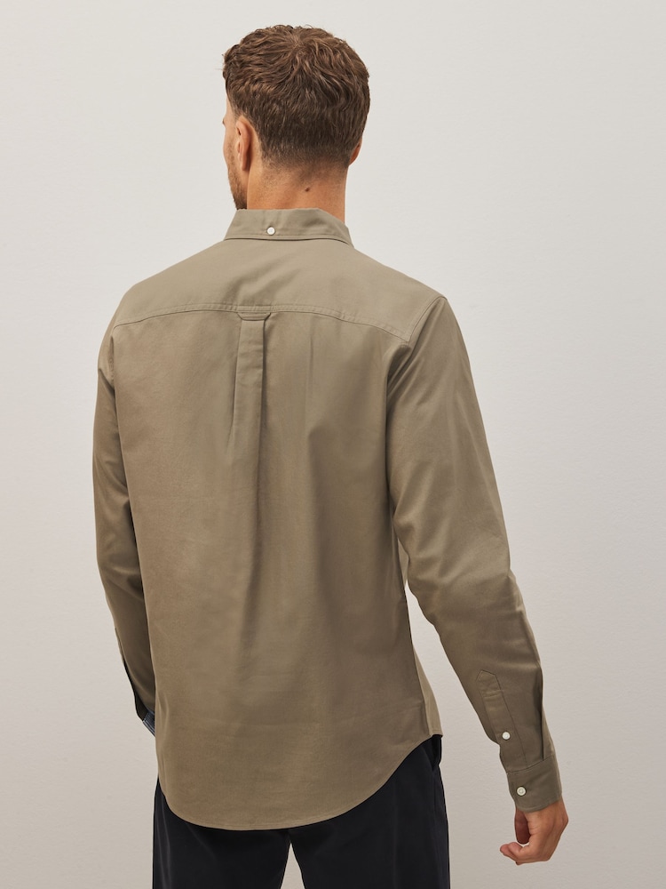Stone Natural Regular Fit Long Sleeve Oxford Shirt - Image 3 of 8