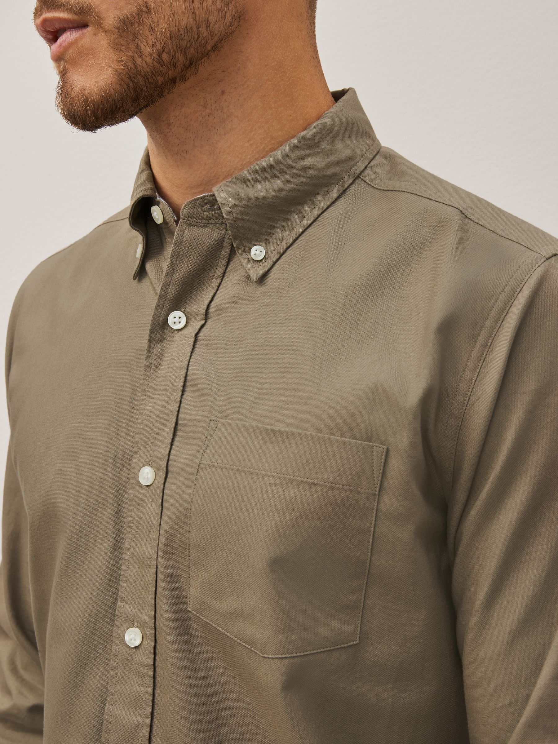 Buy Stone Natural Regular Fit Long Sleeve Oxford Shirt from Next USA