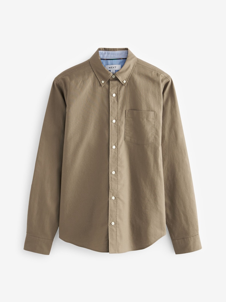 Stone Natural Regular Fit Long Sleeve Oxford Shirt - Image 6 of 8