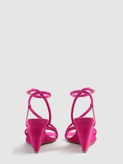 Reiss Pink Cassie Suede Strappy Wedge Heels - Image 4 of 5