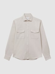 Reiss Stone Arlo Cotton Canvas Overshirt - Image 2 of 6