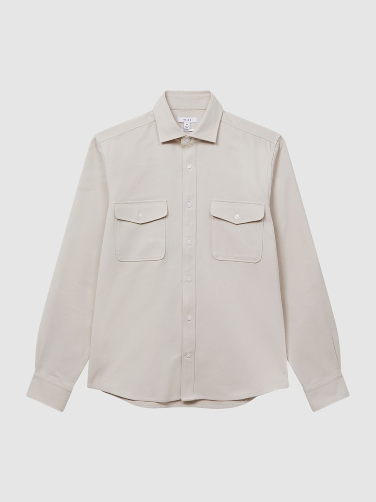 Reiss Stone Arlo Cotton Canvas Overshirt - Image 2 of 6