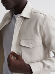 Reiss Stone Arlo Cotton Canvas Overshirt - Image 4 of 6