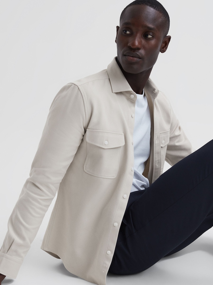 Reiss Stone Arlo Cotton Canvas Overshirt - Image 6 of 6