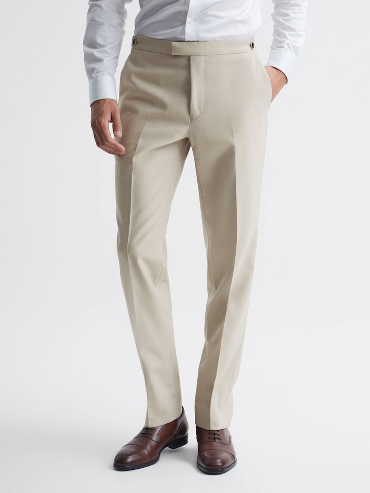 Reiss Stone Fine Modern Fit Wool Trousers - Image 1 of 5