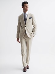 Reiss Stone Fine Modern Fit Wool Trousers - Image 3 of 5
