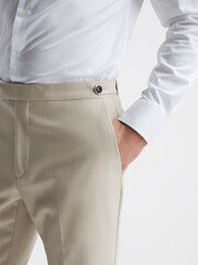 Reiss Stone Fine Modern Fit Wool Trousers - Image 4 of 5