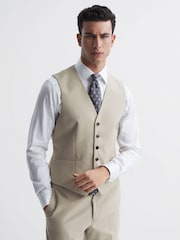 Reiss Stone Fine Classic Slim Fit Six Button Wool Waistcoat - Image 1 of 6