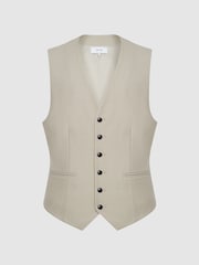 Reiss Stone Fine Classic Slim Fit Six Button Wool Waistcoat - Image 2 of 6