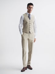 Reiss Stone Fine Classic Slim Fit Six Button Wool Waistcoat - Image 3 of 6