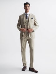 Reiss Stone Fine Classic Slim Fit Six Button Wool Waistcoat - Image 6 of 6