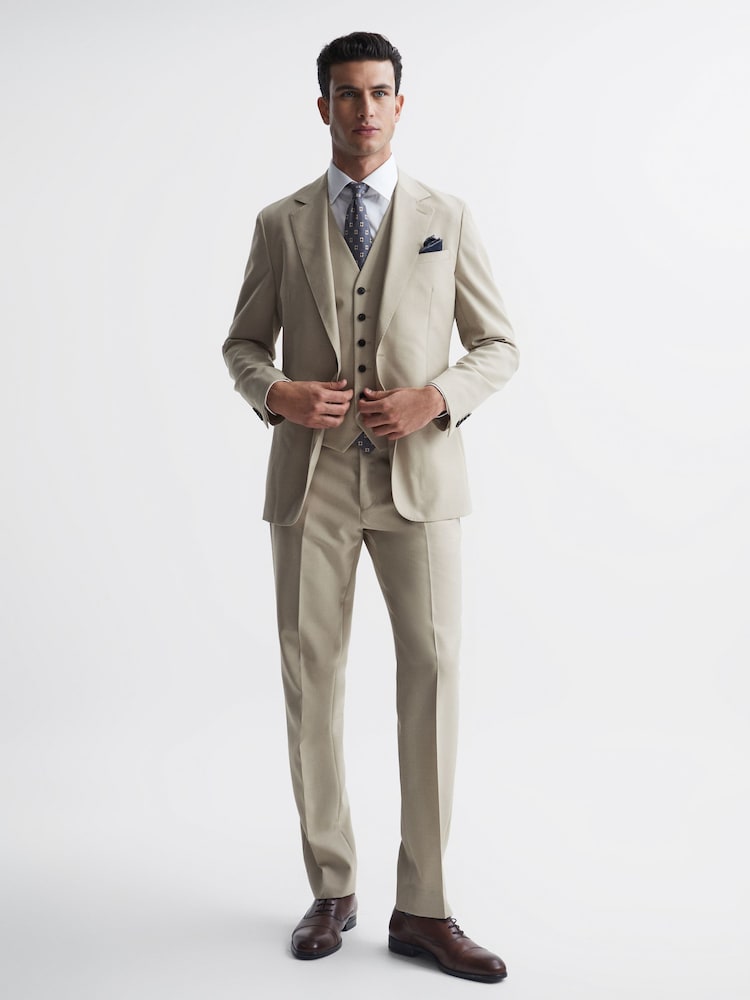 Reiss Stone Fine Classic Slim Fit Six Button Wool Waistcoat - Image 6 of 6